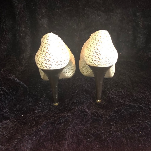 Gold Peep Toe Pumps - Picture 4 of 7